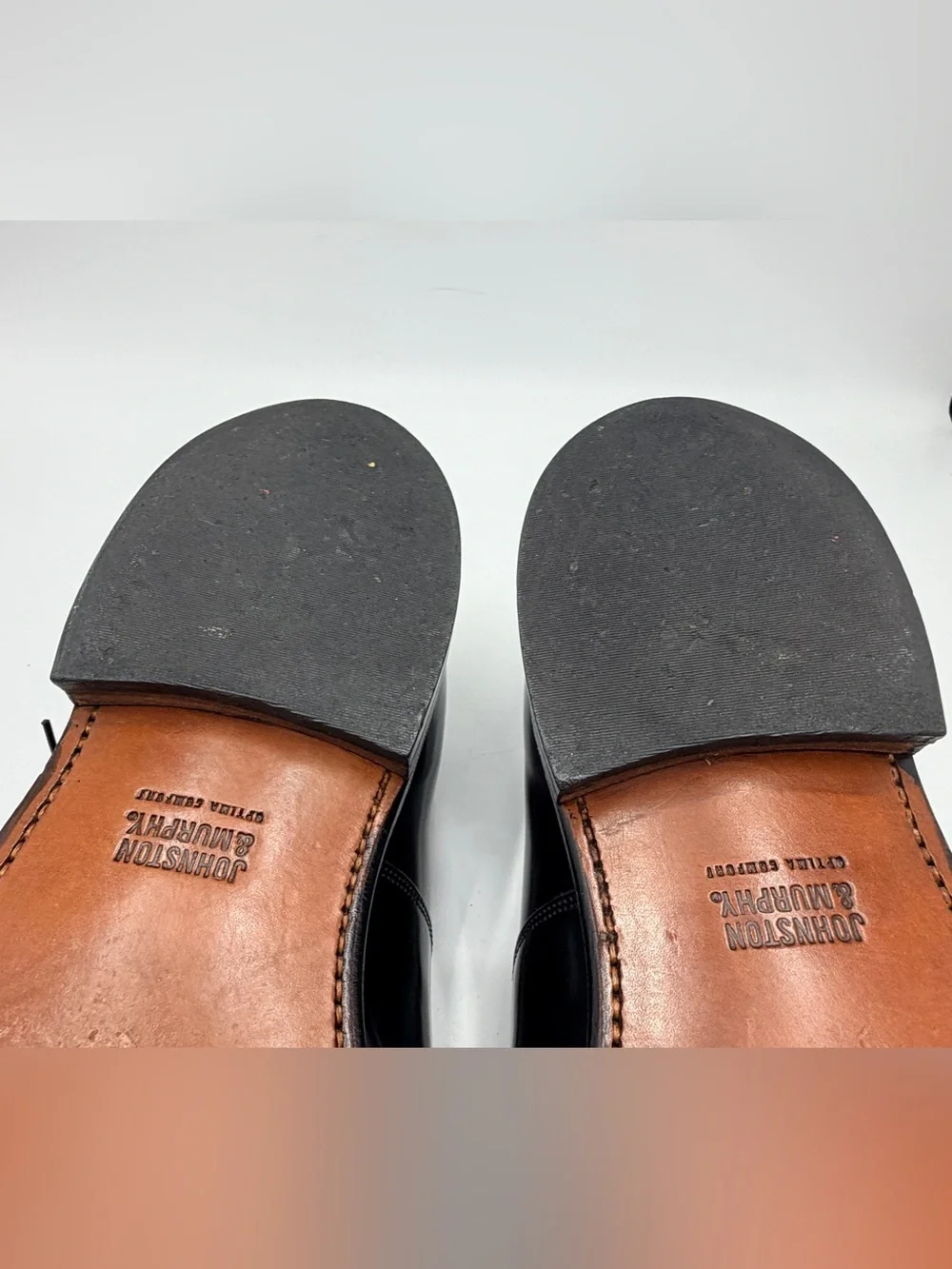 Johnston & Murphy Melton Toe Cap, Men’s size 13 3E, Black Premium Leather